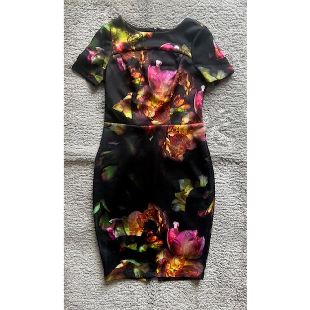 NWOT Neiman Marcus Short Sleeve Fabric Floral Print Maxi Dress Sz S